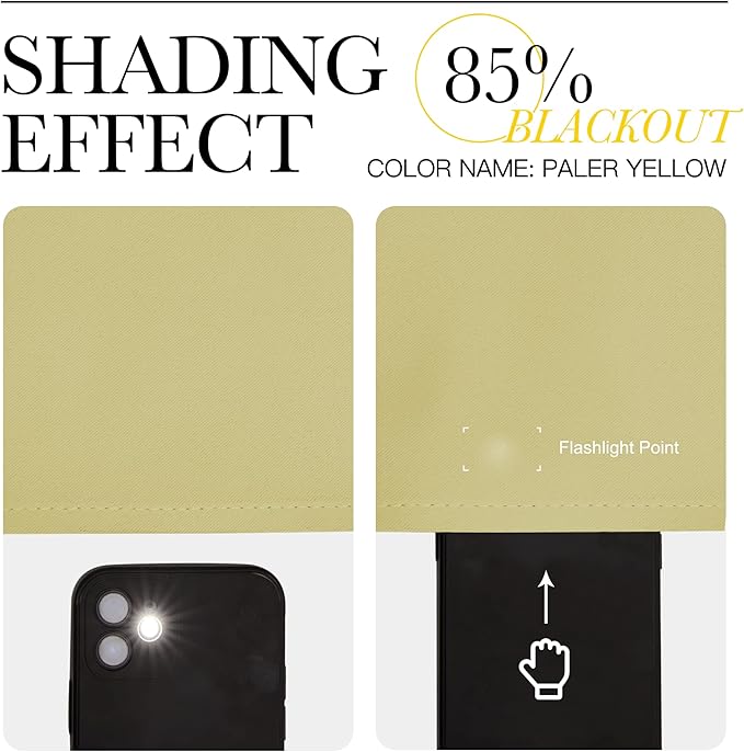 NICETOWN Paler Yellow Blackout Curtains for Bedroom (1 Pair, 42 x 63 inches), Farmhouse Thermal Insulated Room Darkening Drapes for Windows