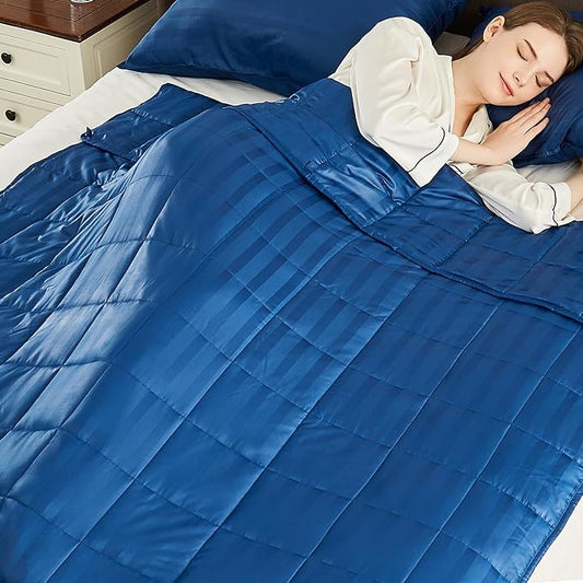 Weighted Blanket(36"x48" 3lbs) Weighted Blanket Cooling Blanket for Sleeping,Throw Size Breathable Blanket with Premium Glass Bead(Navy Blue)
