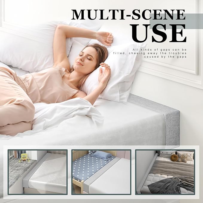 Mattress Extender, Bed Gap/Space Filler, Headboard Pillow Between Headboard and Mattress or Wall, High-Density Foam with Removable Cover(Light Grey-Queen-60 * 4 * 12in)