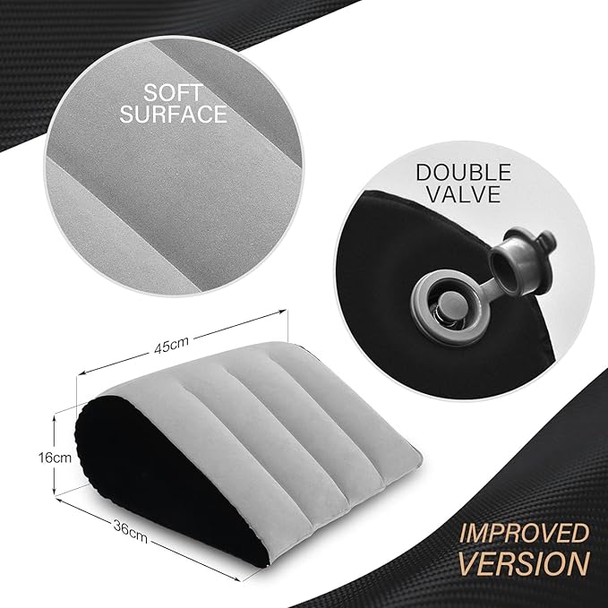 Inflatable Wedge Pillow - Leg Pillow for Sleeping, Leg Elevation Pillow, Lumbar Pillow Reduces Waist and Back Pressure, Portable Wedge Cushion for Sleeping, Bed, Travel, Camping, Grey