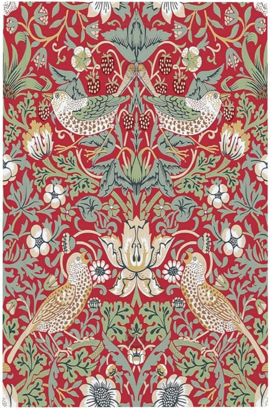 William Morris Strawberry Thief Botanical Red Green 1 Gang Light Switch Covers No Device Wall Plate Decorative Blank Switchplate Electrical Faceplate for Country Bathroom Bedroom Decor