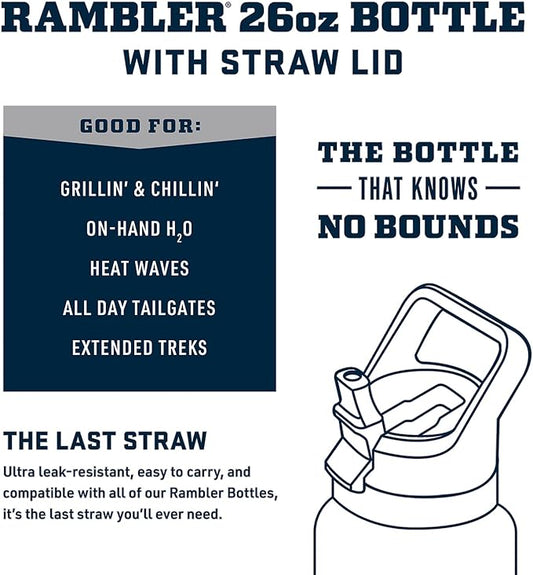 YETI Rambler 26 oz Bottle, Vacuum Insulated, Stainless Steel with Straw Cap, High Desert Clay