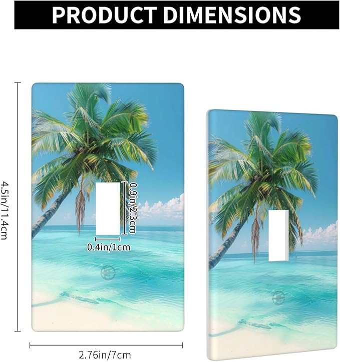 Beach Palm Tree Funny Plastic Wall Plate Decorative Single Toggle Light Switch Cover For Women Girls Bedroom Kitchen Living Room