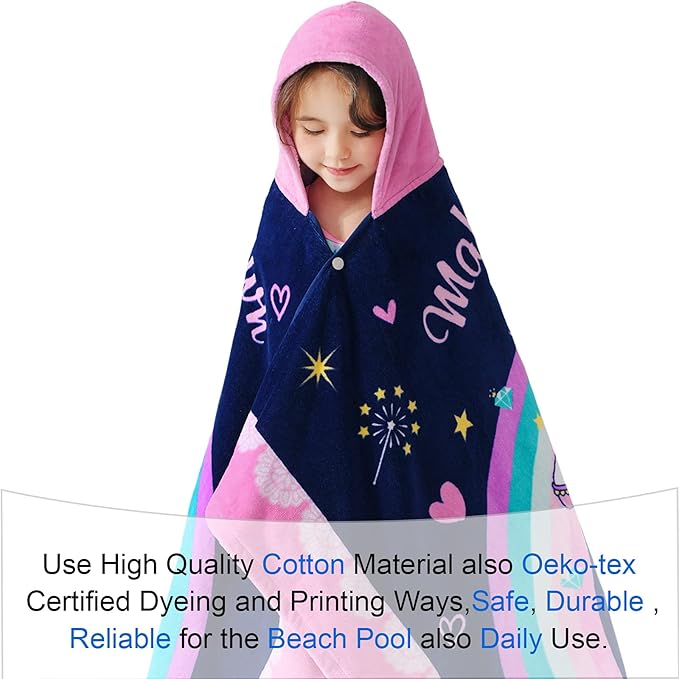 VOOVA & MOVAS Toddler Towels for Girls Age 3-10, Soft Thick Absorbent Cotton Towels for Boys | Perfect for Beach, Pool, Bath, Magic Unicorn