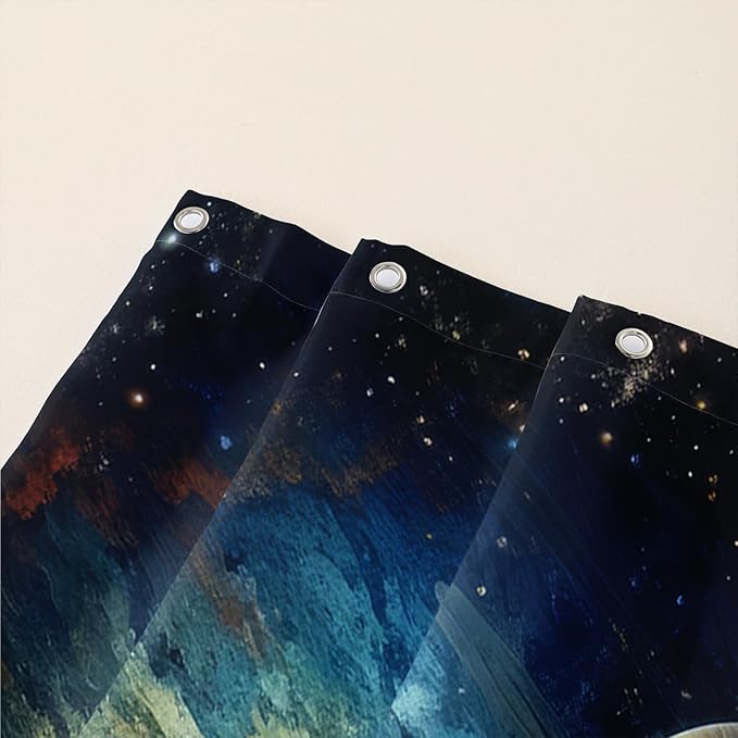 AILONEN Leopard Shower Curtain for Bathroom, Black Panther Bathroom Curtain,Galaxy Starry Planet Space Bath Curtain 60" W*72" H Polyester Waterproof Wildlife Bathroom Curtain with 12 Hooks