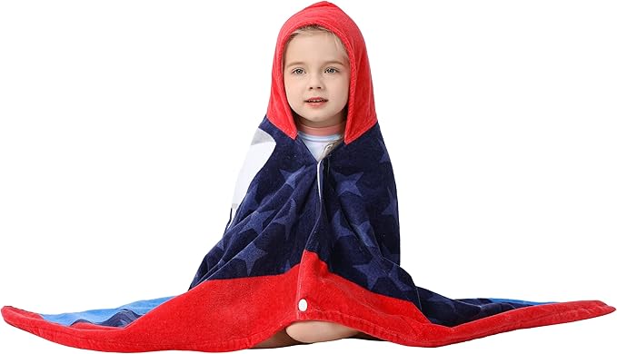 Premium Cotton Hooded Towel for Kids | Great White Shark Design | Ultra Soft and Extra Large | Children Bath Towel with Hood for Girls & Boys