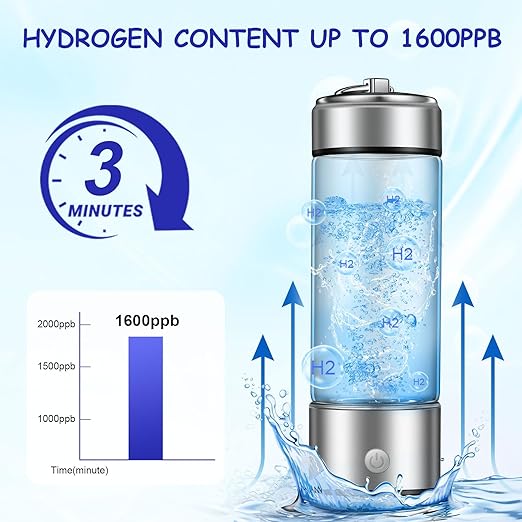 Rechargeable Hydro Health Hydrogen Water Bottle Portable Glass Hydrohealth Hydrogen Water Bottle Generator 420ml