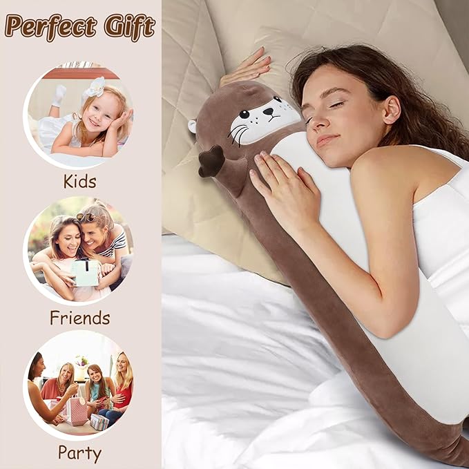 Large Otter Stuffed Animal,33.5” Long Otter Plush,Cute Plushies Animal Body Pillow,Kawaii Big Plush Toys Gifts,Animal Sleeping Hugging Pillow for Kids Adults Birthday