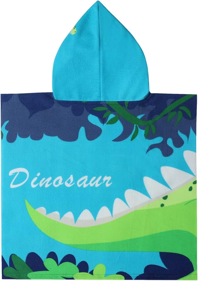 Kids Dinosaur Beach Towel with Hooded for Boys Girls 1-6 Years | Baby Toddler Bath Towel for Pool Swiming Hood | Children Microfiber Towel