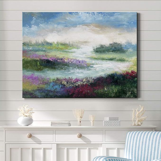 Renditions Gallery Canvas Flowers Wall Art Modern Decorations Paintings Colorful Floral Meadow Glam Nature Abstract Wall Hanging Artwork Prints for Bedroom Office Kitchen - 24"x36" LT33