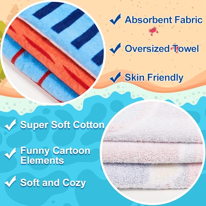Kids Hooded Bath Beach Towel Girls Boys, Super Absorbent & Soft Towel Poncho for Shower/Beach/Pool Child Cover ups 50"x30" Large Towel Wrap (Car Pattern)