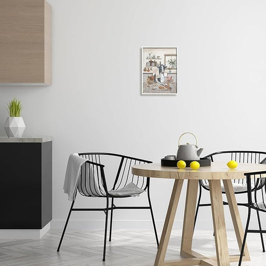 Stupell Industries Farm Animals in Kitchen White Framed Giclee Art Design by Pam Britton