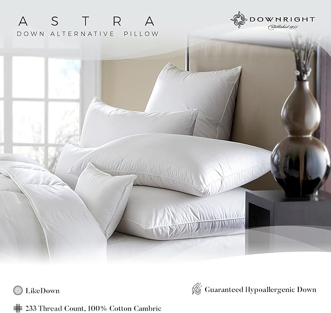 Downright 233 Thread Count 27 oz Astra LikeDown Pillow, 20" x 26", Standard 20 x 26