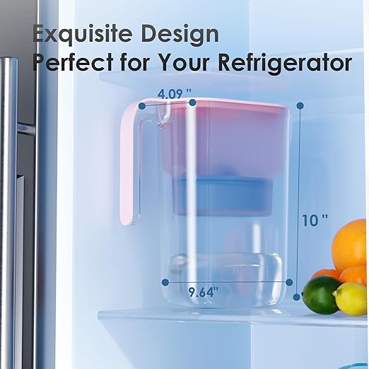 Waterdrop Alkaline Elfin 5-Cup Water Filter Pitcher with 1 Filter, Healthy, Clean & Toxin-Free Mineralized Alkaline Water (100 Gallons), Up to PH 9.5, BPA Free, Pink