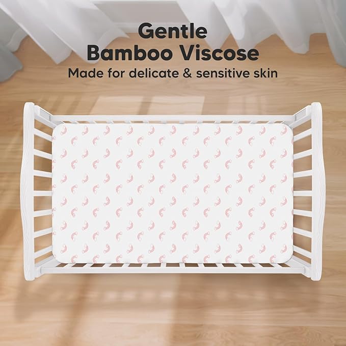 2-Pack Crib Sheets for Boys,Girls - Viscose Derived from Bamboo Fitted Crib Sheet, Organic Baby Crib Sheets, Crib Mattress Sheet,Toddler Bed Sheets,Baby Sheets for Crib Fitted Sheets(Dreamland)