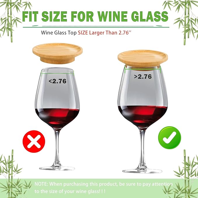 Wine Glass Charcuterie Topper, 2024 6Pcs New Wine Glass Charcuterie Board Topper, Bamboo Wine Glass Topper - Prevent Red Wine from Splashing, Charcuterie Wine Glass Topper, Gift for Wine Lovers