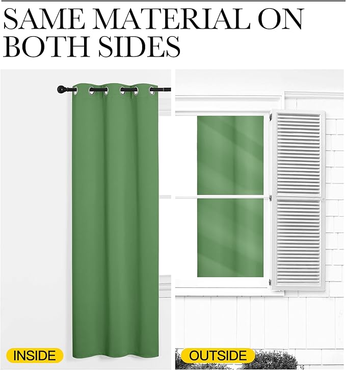 NICETOWN Room Darkening Curtains 63" Long Set of 2 for Bedroom, Froest Green Nursery Essential Thermal Insulated Solid Grommet Top Blackout Curtains/Drapes (1 Pair, 42 inches Wide)