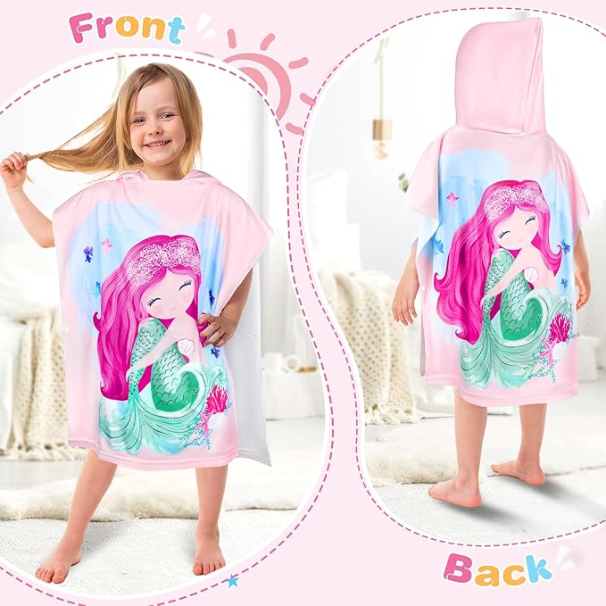 Kids Hooded Beach Towels for Boys Girls, Toddler Soft Absorbent Thickened Microfiber Bath Towel Swim Pool Towels Baby Quick Dry Lightweight Poncho Towel Cover-ups for 0-7 Years Old