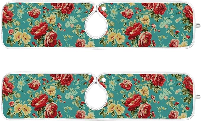 Kitchen Faucet Absorbent Mat, Water Splash Guard for Sink, Faucet Drip Catcher Thicken Sponge Microfiber Faucet Water Catcher Mat Sink Absorbent Mat for Kitchen 14x5in 2 Pack