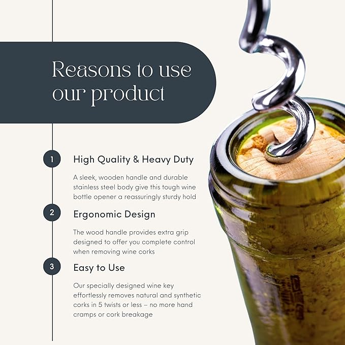 Simple Roots Classic Wine Opener - Best Sellers Classic Corkscrew for Wine Bottles, Manual Durable Bottle Opener for Servers, Bartenders, Cork Screws & More!