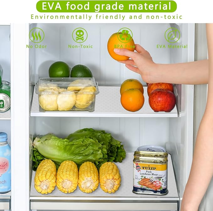 HooTown Shelf Liner Kitchen Cabinet Drawer Mats 11.8 Inch Wide x 236.2 inch Long, Non Adhesive EVA Plastic Washable Waterproof Protective Pad for Pantry Closet, Cupboard, White