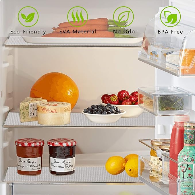 Kitchen Shelf Liner Drawer Liners, Non-Adhesive Refrigerator Liners Waterproof Fridge Mats with Strong Durable Kitchen Cabinets Mat for Drawers, Shelves, Pantry
