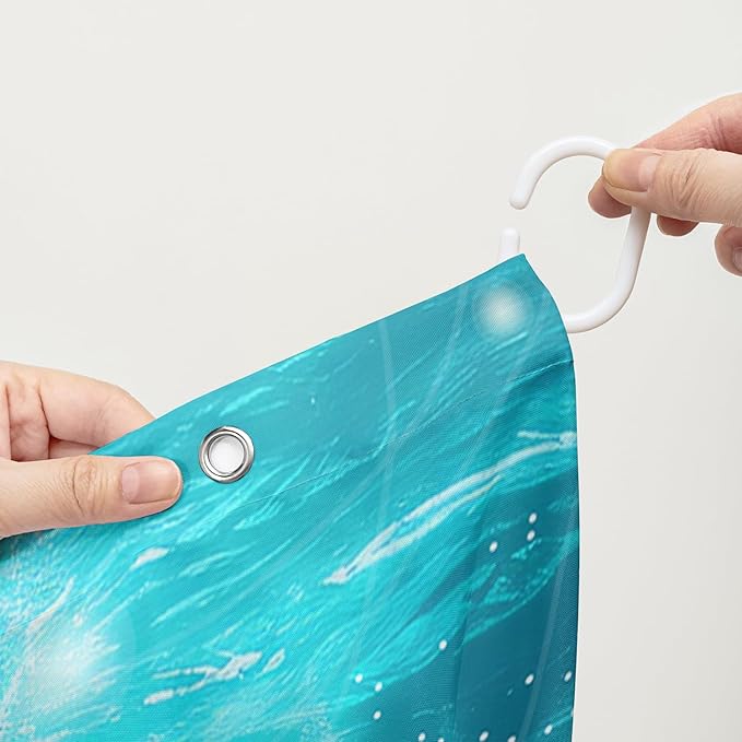 AILONEN Cute Axolotl Kids Shower Curtain for Bathroom,Blue Ocean Jellyfish Coral Print Bath Curtain 72" W*72" H,Girls Boys Kawaii Salamander Decorative Waterproof with 12 Plastic Hooks