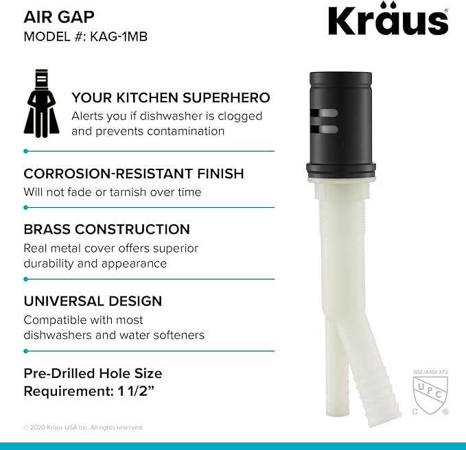 Kraus KPF-1610MB-KAG-1MB Bolden Single Handle 18-Inch Commercial Kitchen Faucet with Air Gap, Matte Black