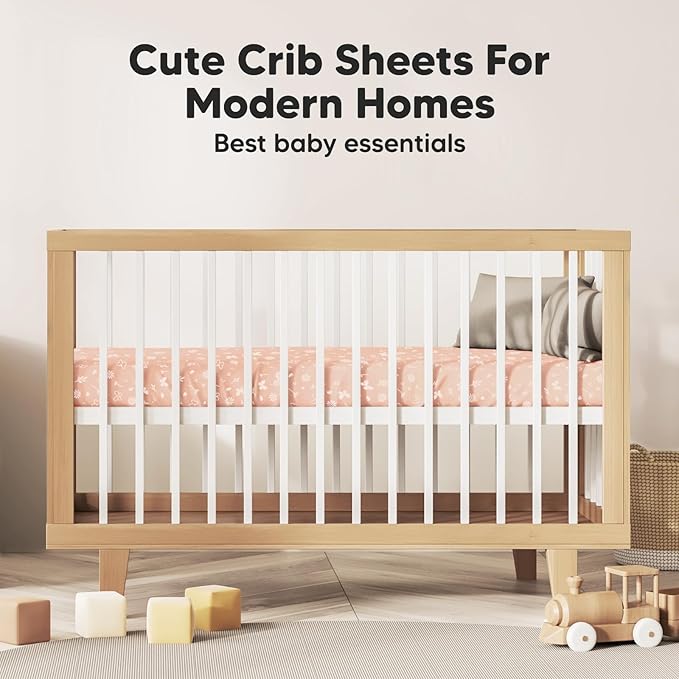 2-Pack Crib Sheets for Boys,Girls - Viscose Derived from Bamboo Fitted Crib Sheet, Organic Baby Crib Sheets, Crib Mattress Sheet,Toddler Bed Sheets,Baby Sheets for Crib Fitted Sheets(Butterflies)