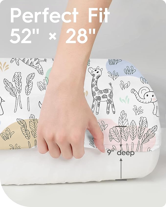 Premium Soft boy Crib Sheets, Ultra Breathable Crib Fitted Sheet, Super Stretchy Baby Bed Sheets 28''x52''x9'' Extra Deep Pocket