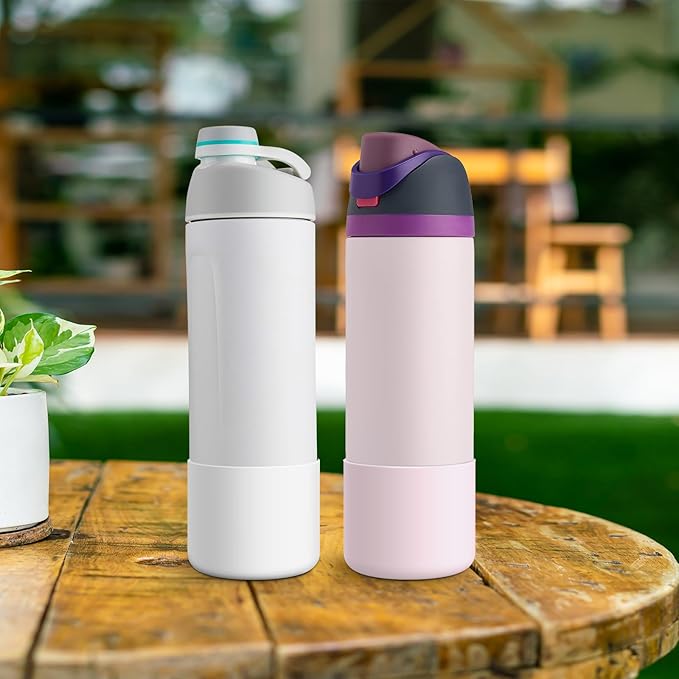 2PCS Silicone Water Bottle Boot for Owala 24oz 32oz 40oz, Anti-Slip Protective Sleeve Bottom Bumper Protector for FreeSip, Twist, and Flip Stainless Steel Water Bottles