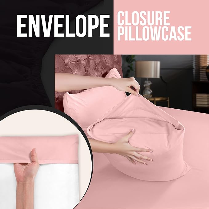 Utopia Bedding Queen Pillow Cases - 2 Pack - Envelope Closure - Soft Brushed Microfiber Fabric - Shrinkage and Fade Resistant Pillow Covers 20 X 30 Inches (Queen, Pink)
