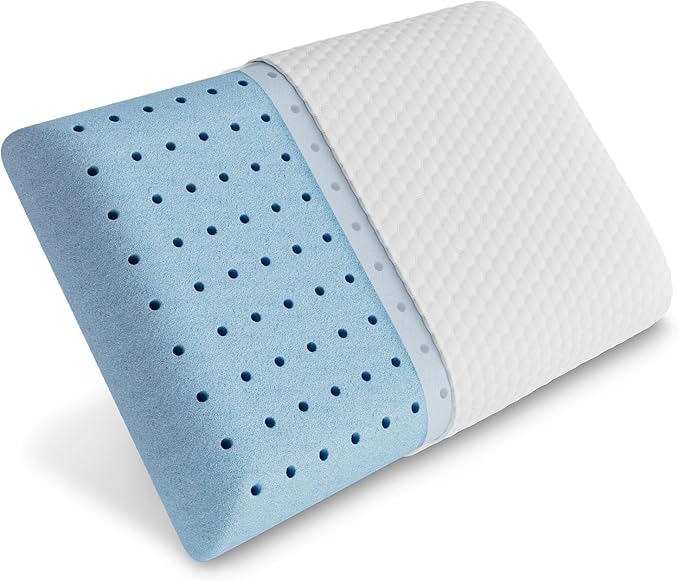 Sweetcrispy Memory Foam Pillows - Standard Size Neck Pillow, Ventilated Cooling Bed Pillow with Removable Cover, Comfort and Support, Best for Side, Back, and Stomach Sleepers, Living Room, White