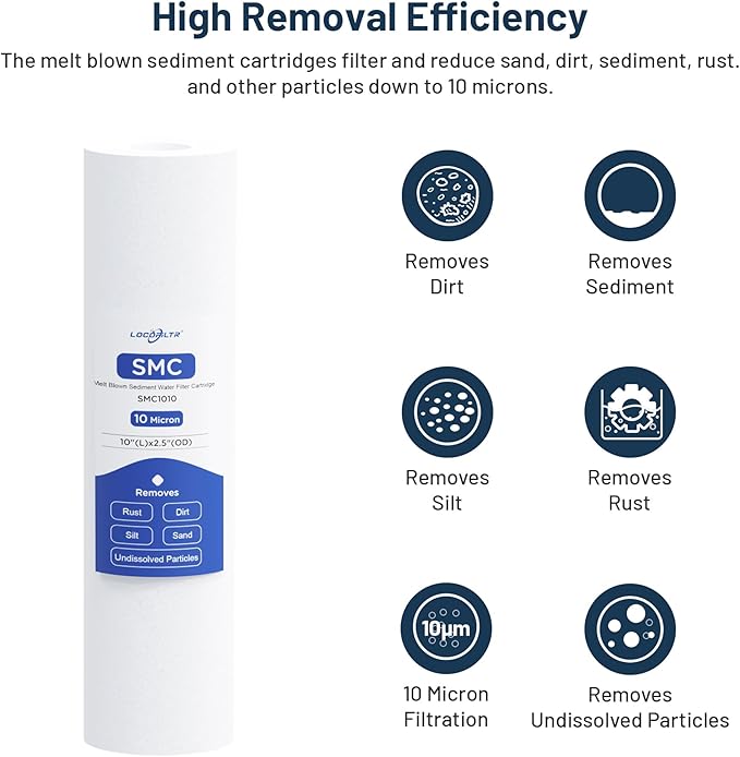 Whole House Water Filter Cartridge Replacement for Well Water, 10 Micron Water Filter 10 x 2.5 Melt Blown PP Sediment Water Filter Compatible with AP110, WHKF-GD05, CFS110, P5, WFPFC5002-6 Pack