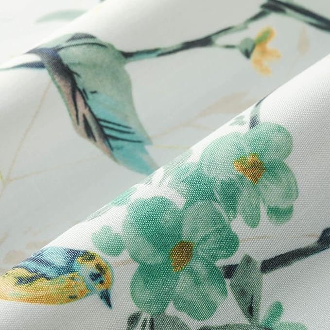 Leeva Kitchen Curtains 24 Inch Length Set, Green Bird Light Filtering Window Curtain Panels for Small Window Living Room Bathroom, 29 x 24 Inch, Rod Pocket