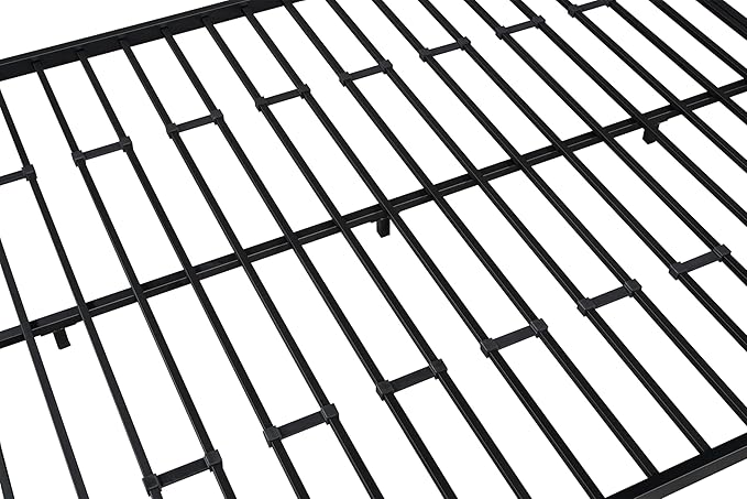 Full Size Montessori Floor Bed with Headboard and Footboard, Metal House Bed Frame with Soundproof Strip for Children, Toddlers, Boys, Girls Bedroom, Kids Playroom, No Box Spring Needed(Black)