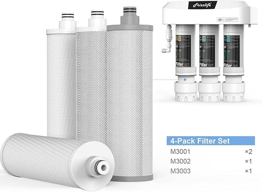Frizzlife M3005 Replacement Filter Cartridge Set (4 Pack) For SK99,SP99,SK99 NEW and SP99 NEW Under Sink Water Filter System