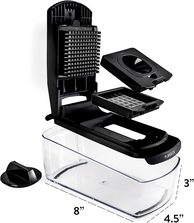 Fullstar Vegetable Chopper - Food Chopper - Onion Chopper - Vegetable Slicer & Spiralizer - Veggie Chopper with Container - Kitchen Gadgets - Home Essentials - Kitchen Accessories (4 in 1, Black)