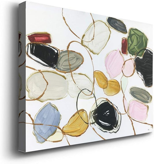 Renditions Gallery Canvas Wall Art Modern Paintings Decorations Colorful Brushstroke Jewels Abstract Watercolor Wall Hanging Artwork Prints for Bedroom Office Kitchen - 32"x48" LT33