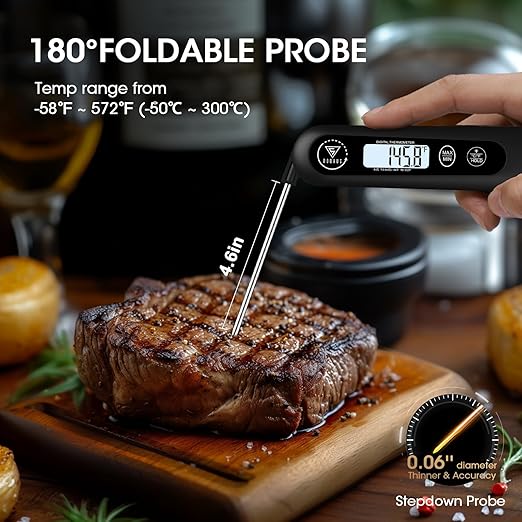 DOQAUS Digital Meat Thermometer, Instant Read Food Thermometer for Cooking, Kitchen Probe with Backlit, Cooking Temperature Probe for Turkey, Grill, BBQ, Baking, Bread, Sourdough