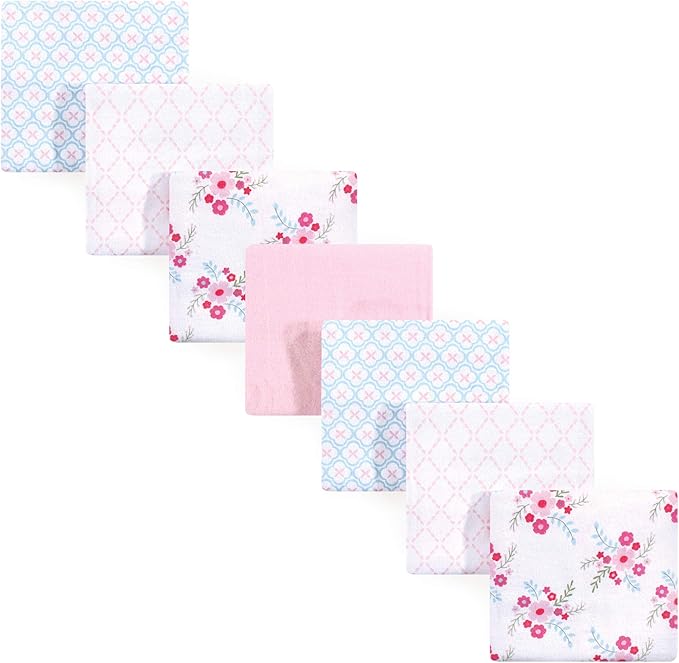 Luvable Friends Unisex Baby Cotton Flannel Receiving Blankets, Floral 7-Pack, One Size