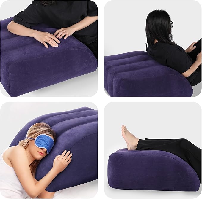 Leg Elevation Pillow, Inflatable Wedge Pillows for Sleeping, Knee Pillow for Legs Relax Muscles and Comfort Reduce Swelling,Injury,Recovery (25.5 x 23.5 x 8.5 inches)