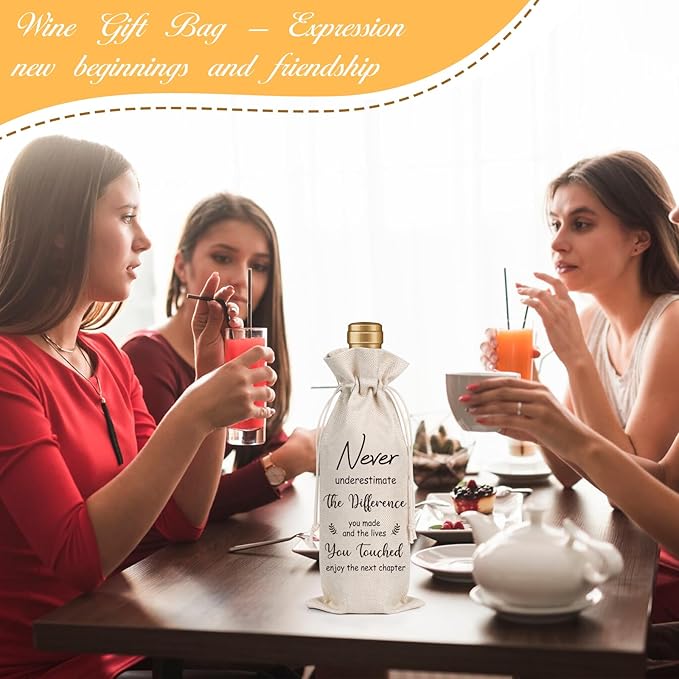 Wxiben New Chapter Wine Bag Gifts New Beginning Gifts for Women Going Away Gift for Coworkers New Teacher Gift New Business Owner Gifts Moving Away New Job Farewell Gift for Friends Colleague