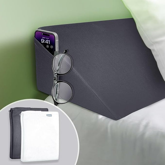 Wedge Pillow Headboard, Ultimate Comfort Bed Wedge Pillow for Headboard, Relaxation Bed Gap Filler for Twin, Foam Pillow Wedge for Headboard Gap, Overall Bed Gap Filler. 2 Covers.