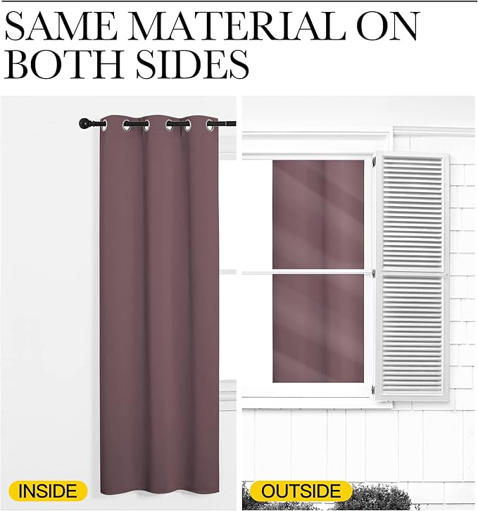 NICETOWN Dry Rose Blackout Curtains 96" Long for Office, Dining Room, Guest Room, 55" Wide, 2 Pieces, Sound Reducing Heat and Cold Block Curtain Panels for Modern Room Decorative