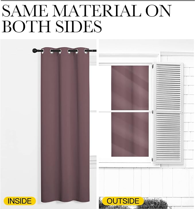 NICETOWN Dry Rose Blackout Curtains 108" Long for Office, Dining Room, 55" Wide, 2 Pieces, Guest Room, Sound Reducing Heat and Cold Block Curtain Panels for Modern Room Decorative