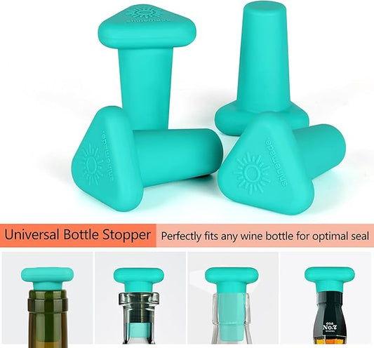 Wine Stoppers,Set of 4 Silicone Corks - Uncork,Heavy-Duty for all Bottles