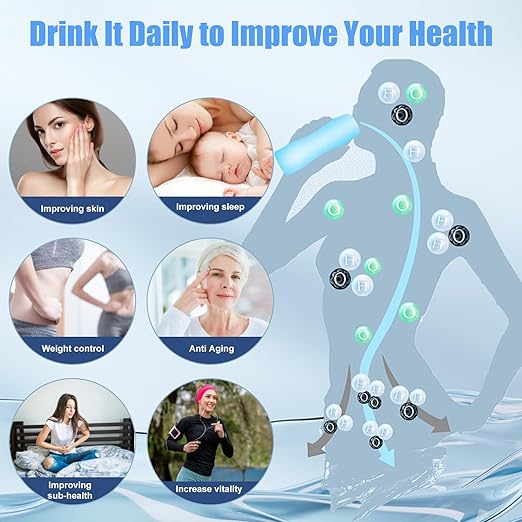 Hydrogen Water Bottle 2024,Hydrogen Water Bottle Generator Echo Go Water Ionizer, Portable Rechargeable 3 Min Quick Electrolysis,Suitable for Home,Office,Travel,Exercise,Gift,Daily Use