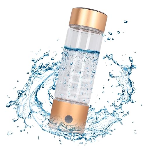 Hydrogen Water Bottle, 410ml Hydrogen Rich Water Generator with Nasal Inhalation Hose, Rechargeable Portable Glass Hydrogen Ionizer for Daily Fitness Drinking