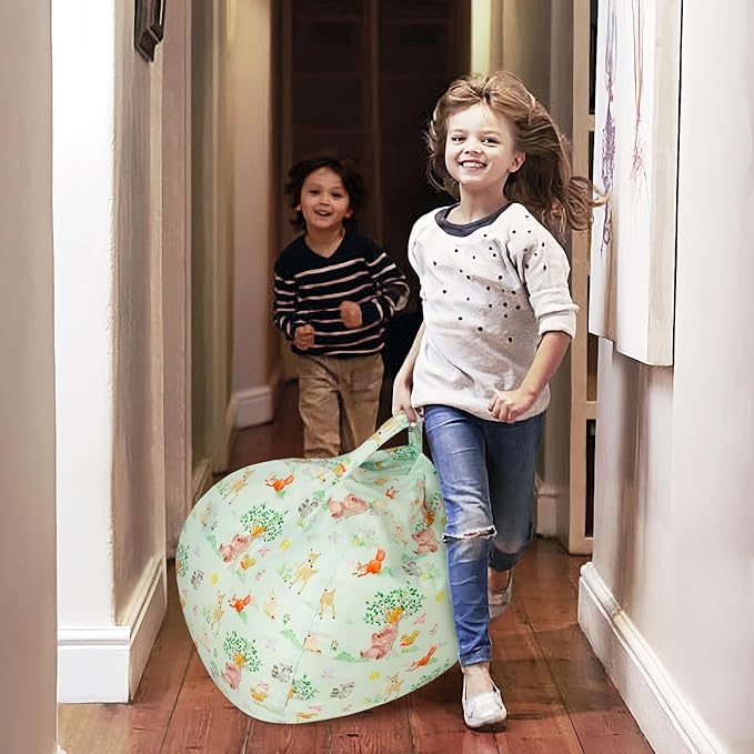 Bean Bag Chair for Kids Stuffed Animal Storage Beanbag Chairs,Toddler Toy Storage Organizer for Girls and Boys,Large 32'' Cover Only(No Filling